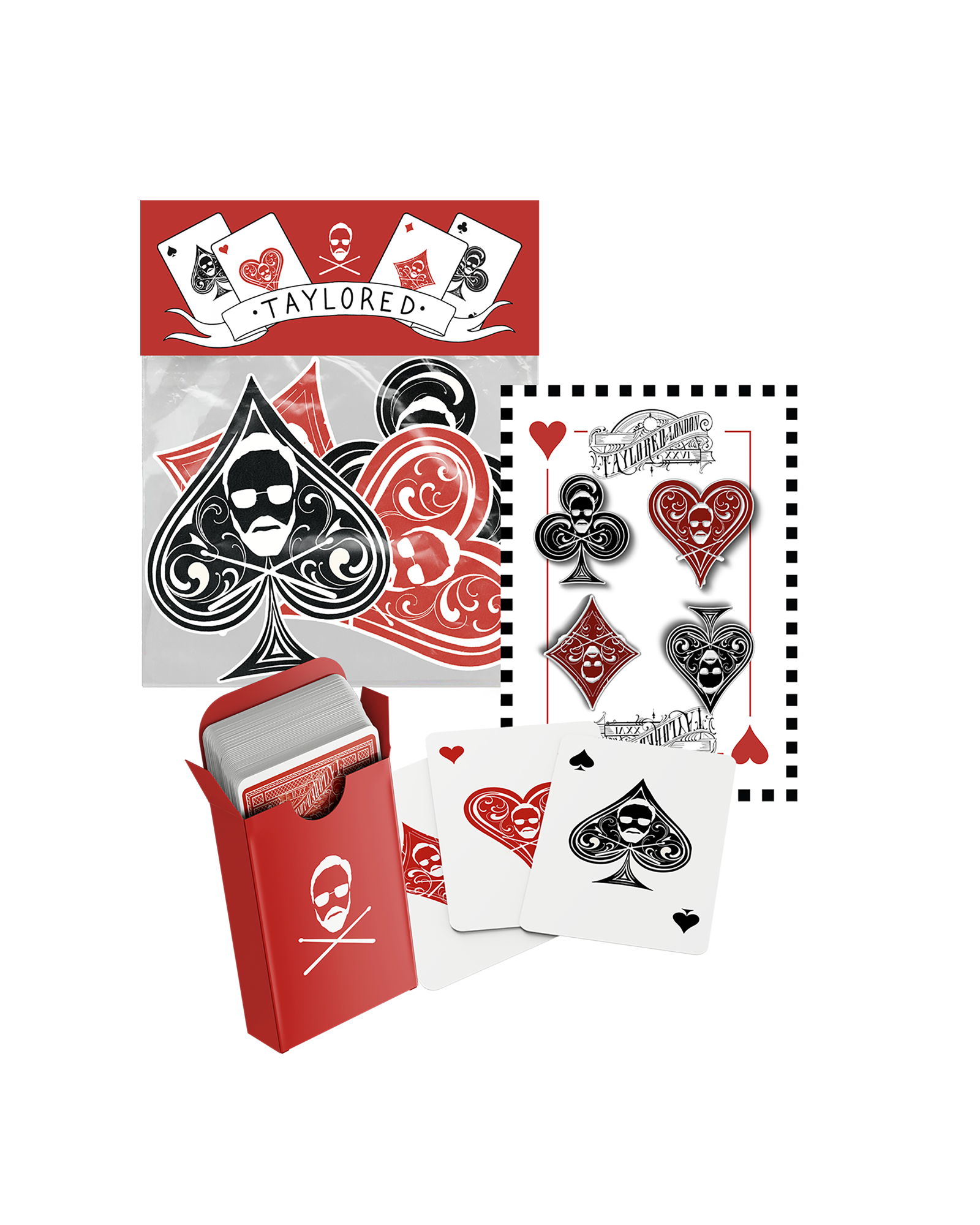 Taylored Pin Badges, Stickers & Playing Cards Bundle