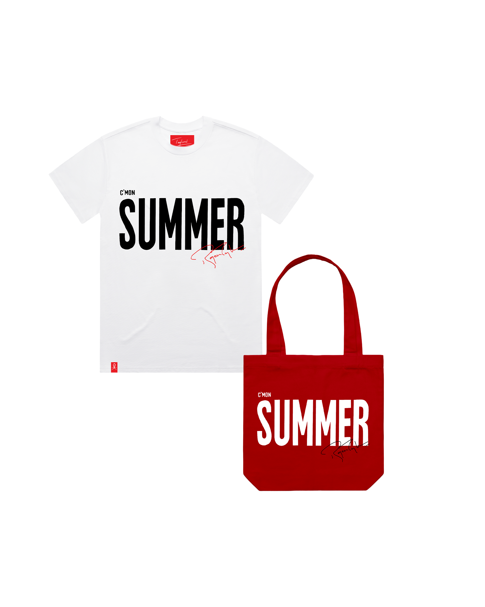 Taylored C'mon Summer White T-Shirt & Red Shopper Bundle