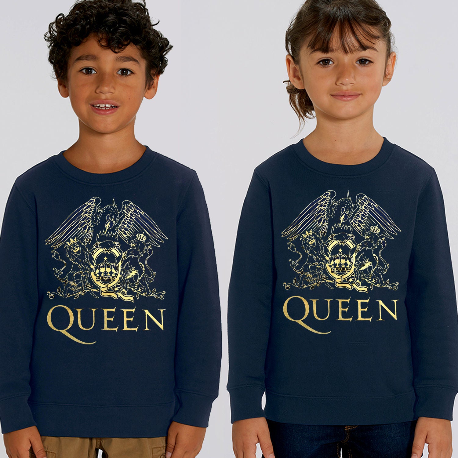 Queen - Gold Crest On French Blue Childrens Super Soft Sweatshirt