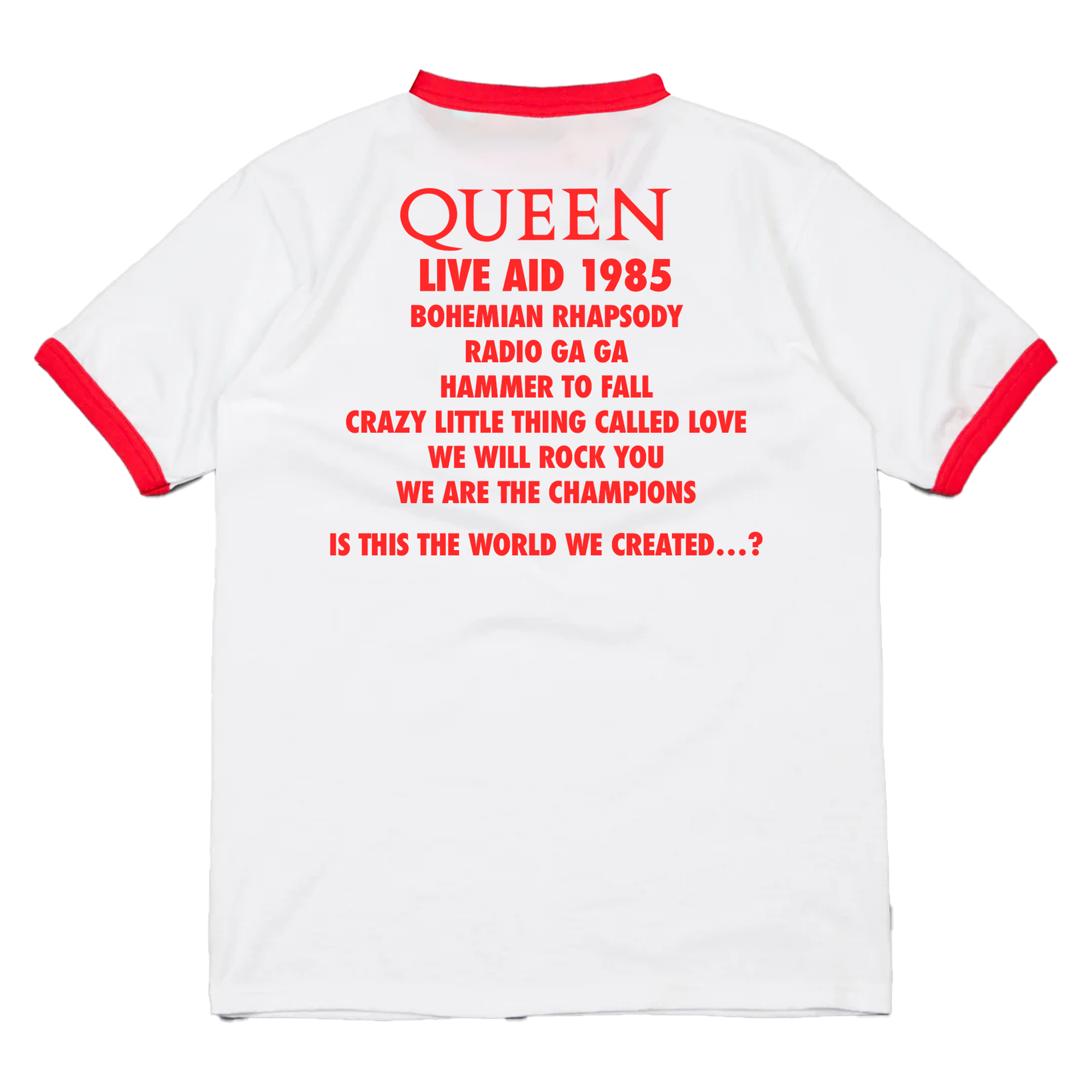 Queen at Live Aid | Red and White Ringer T-Shirt