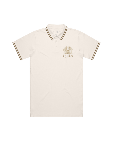 山*郎様 CLAN QUEEN LOGO POLO SHIRT XL Queen---embroidered-ecru-gold-