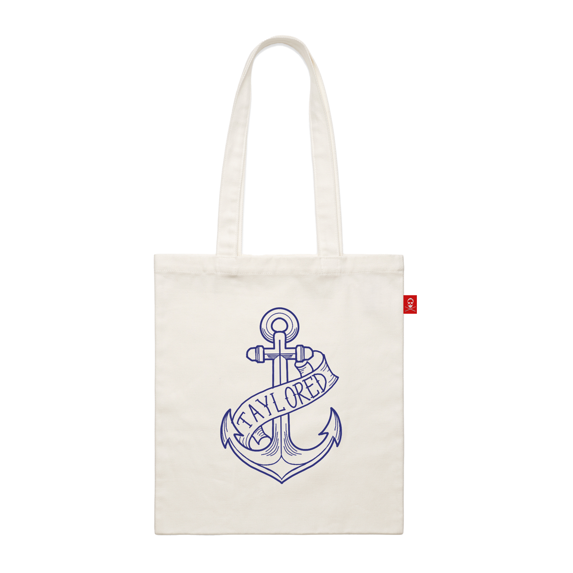 Tote bag with anchor design and text 
