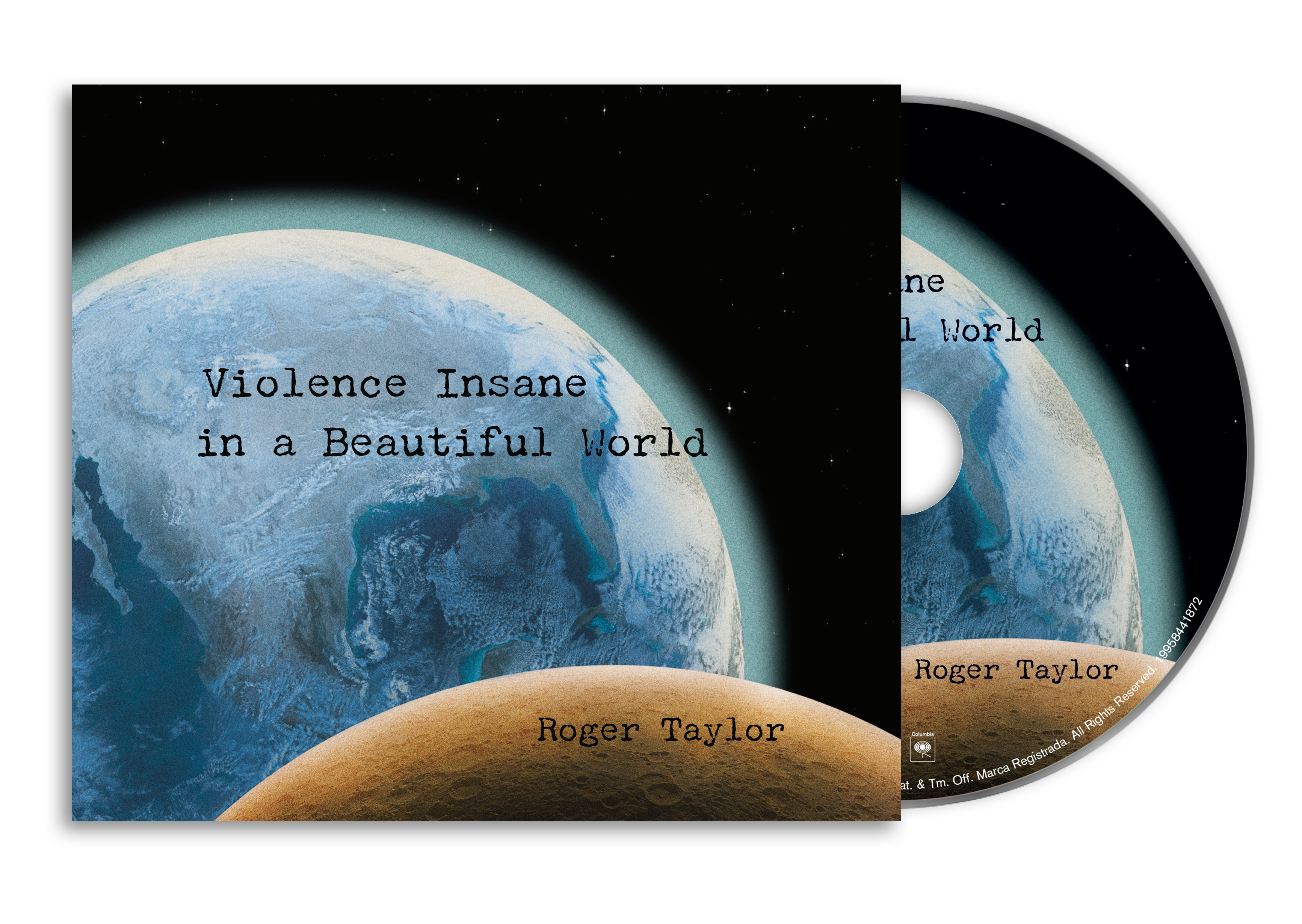 Vinyl record and cover with 'Violence Insane in a Beautiful World' by Roger Taylor