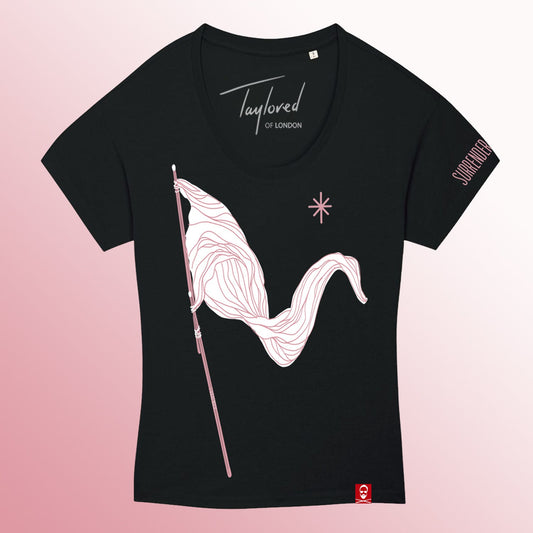 Roger Taylor - Taylored 'Surrender' Drumstick Flag Scoop Neck Womens Tee