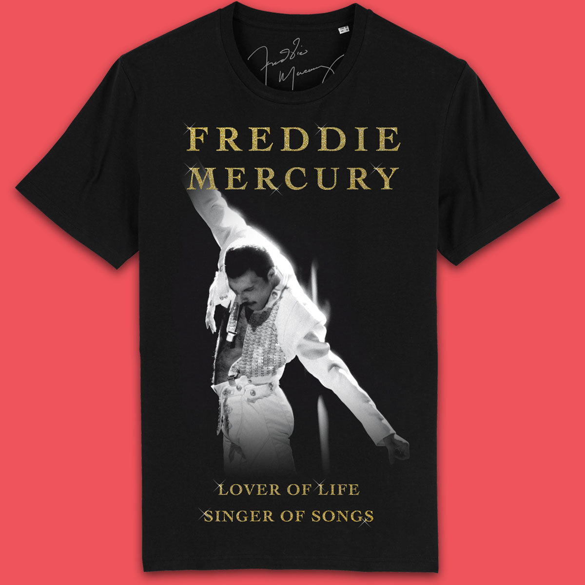 Freddie Mercury - Lover Of Life Gold Print T-Shirt