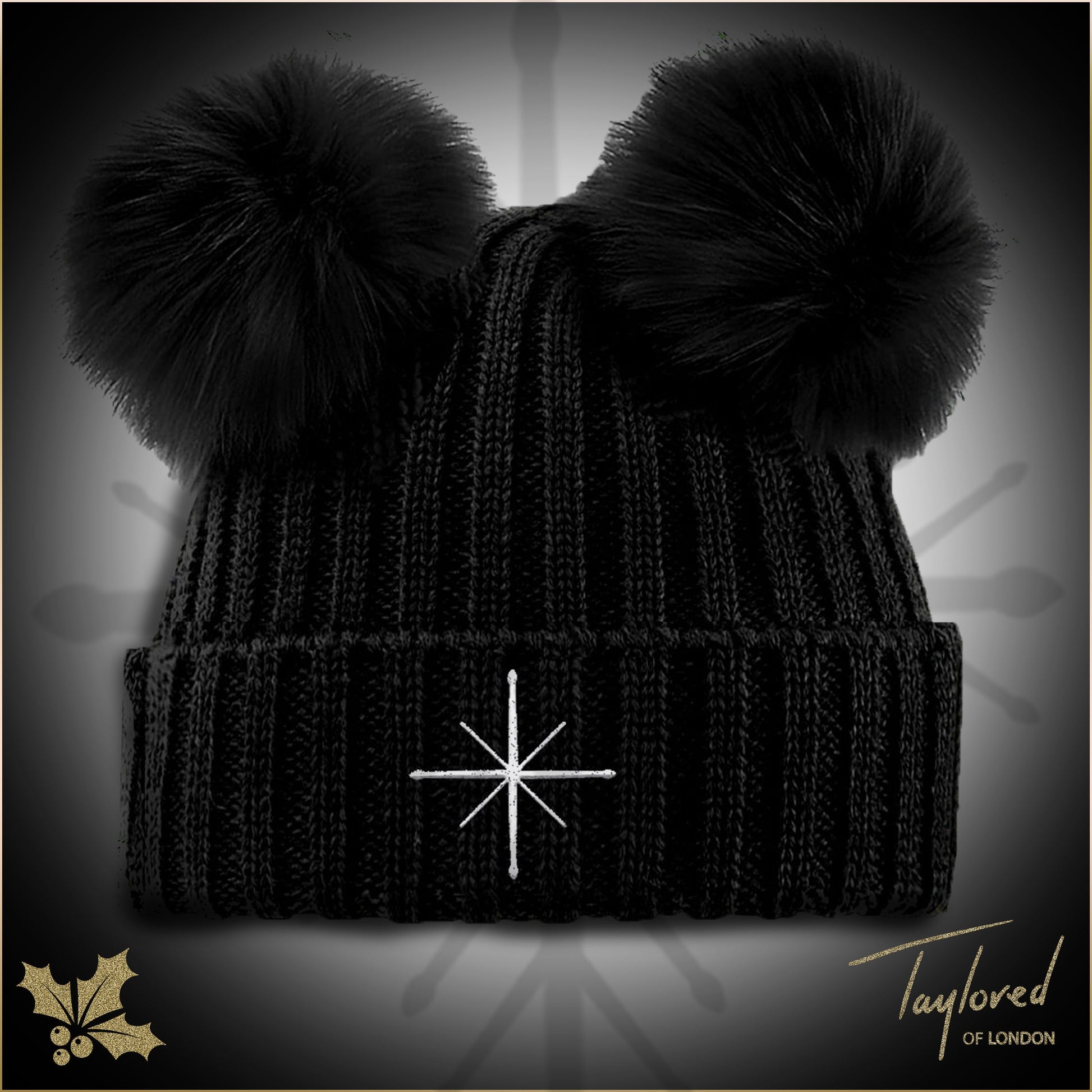 Roger Taylor - Limited Edition 'Taylored' Drumstick Snowflake Pom Pom Hat Black