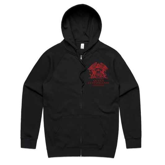 Queen Extravaganza Black Zip Crest Tour Hoodie