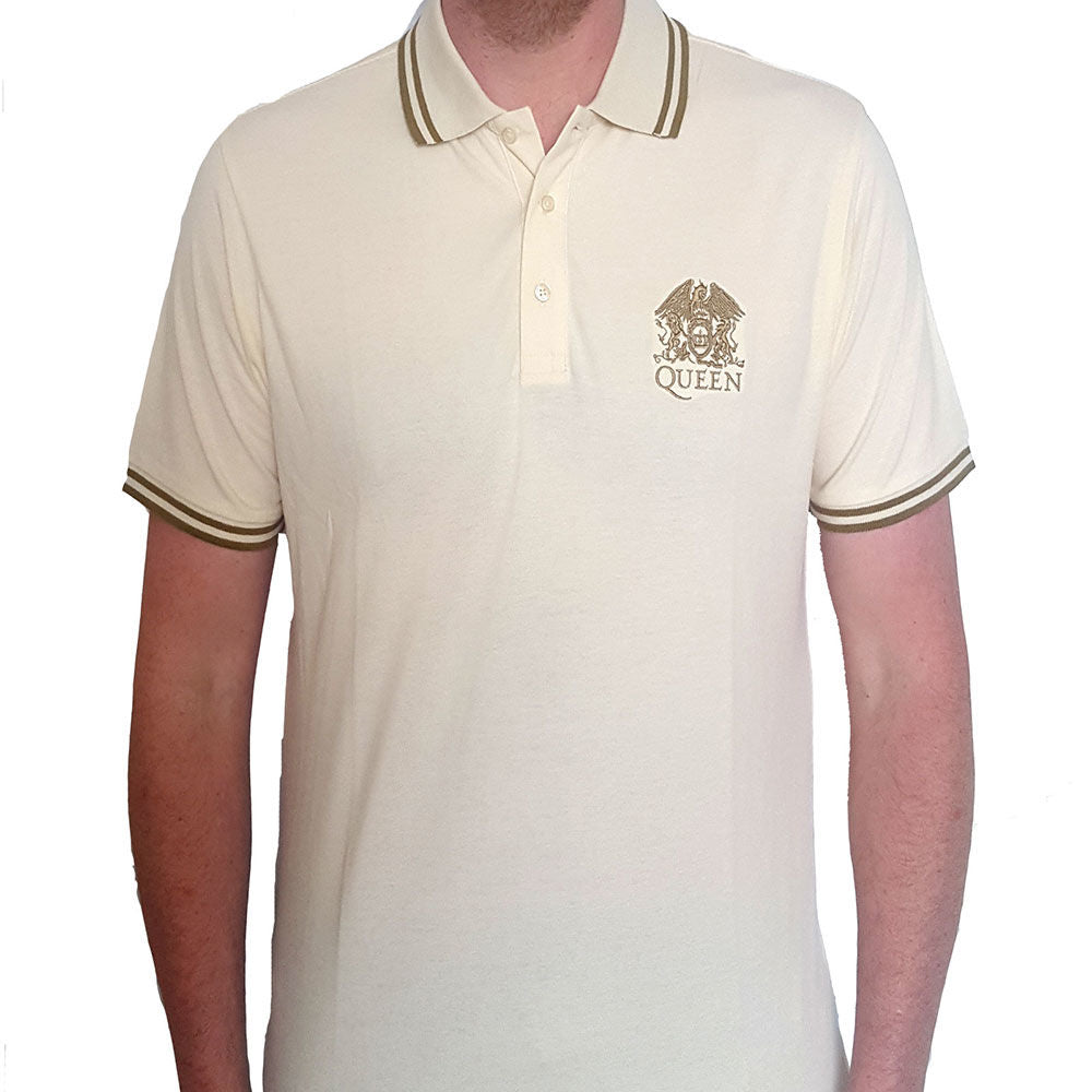 Queen - Unisex Polo Shirt with gold Crest Logo and Trim