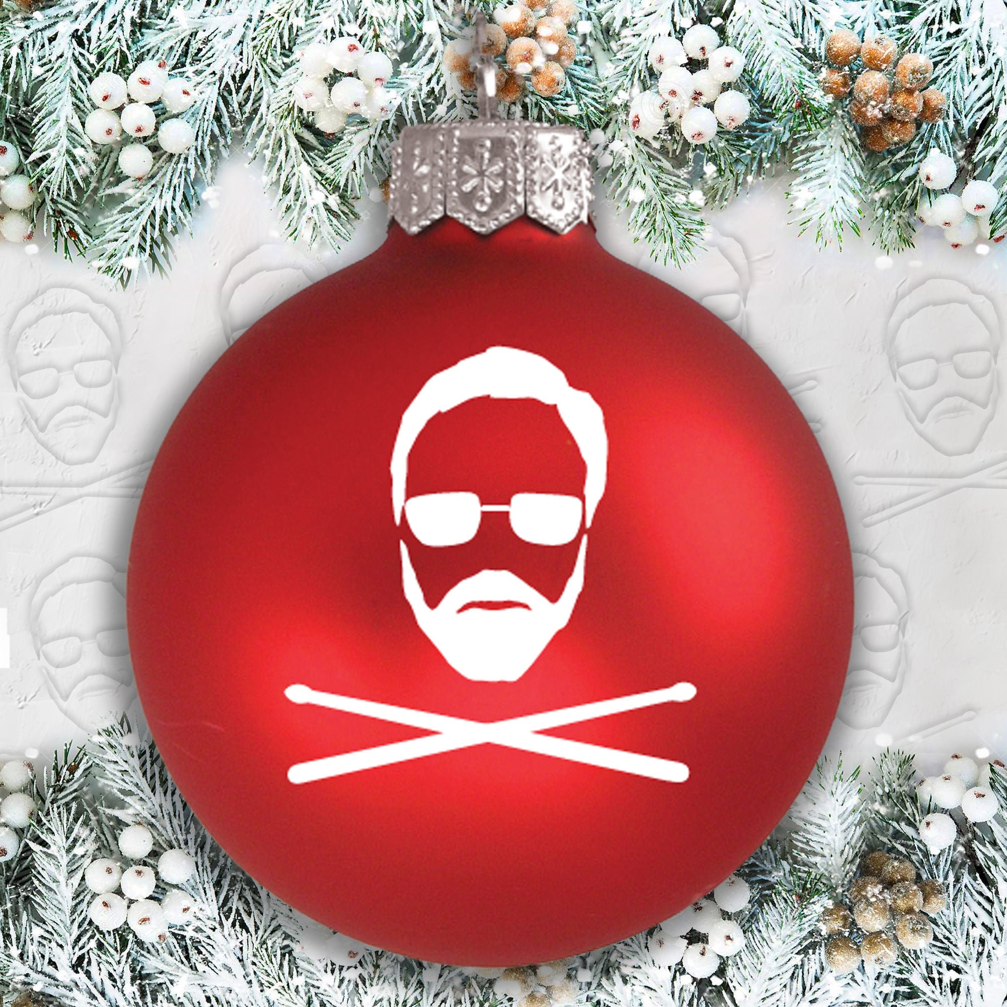 Roger Taylor - Red Bauble with White Jolly Roger