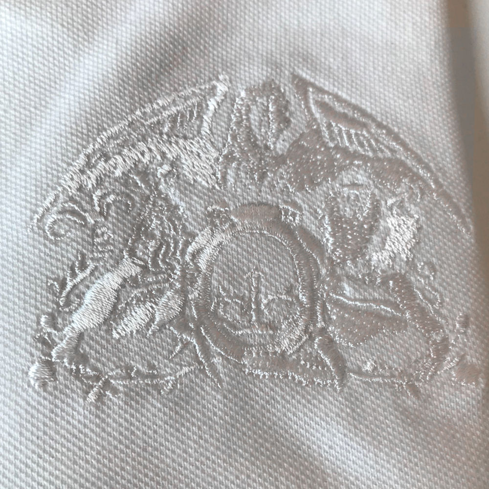 Queen - White On White Crest Embroidered Polo Shirt