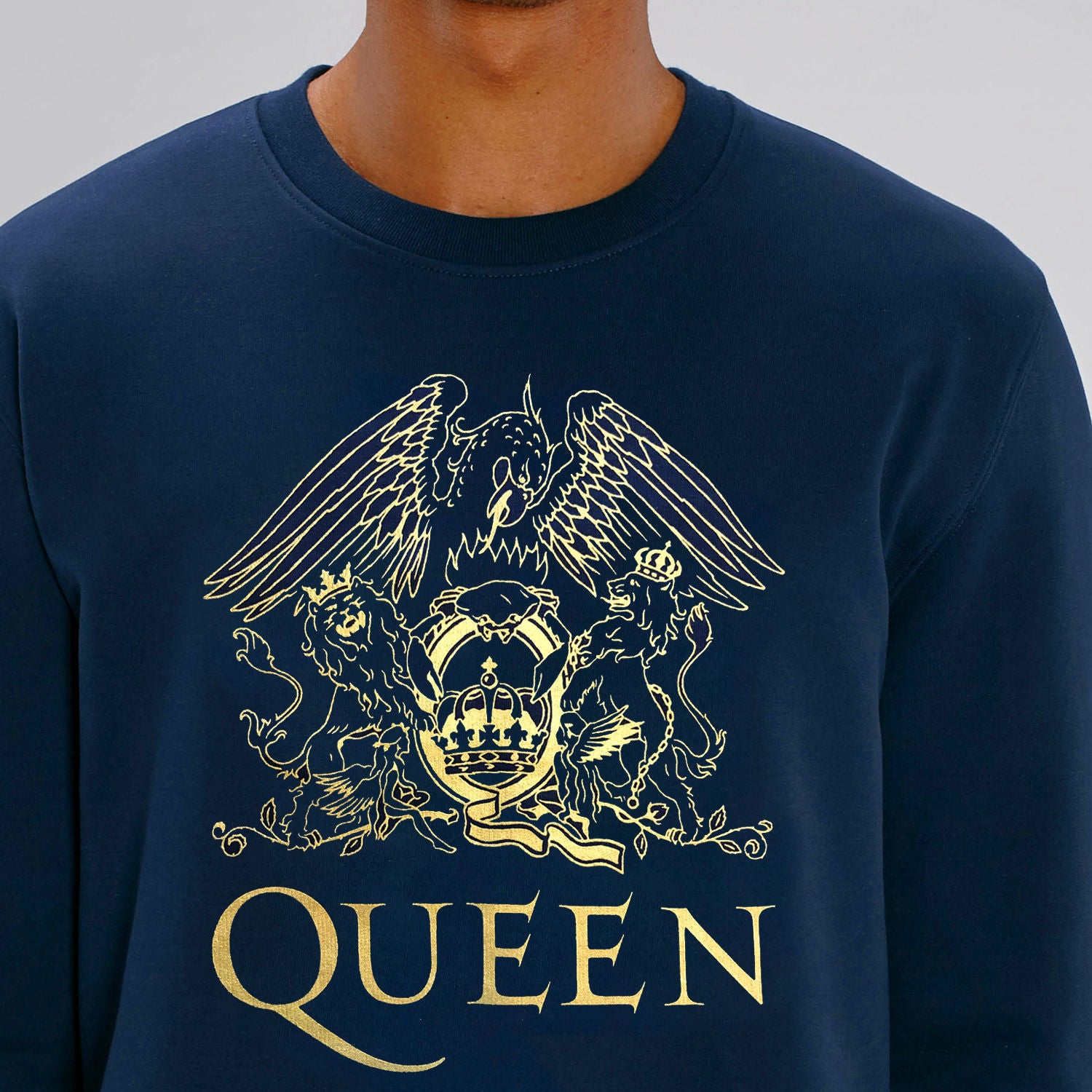 Queen - Gold Crest On French Blue Unisex Super Soft Sweatshirt